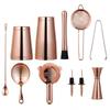 Rose Gold 11-Piece Stainless Steel Cocktail Shaker Set with Boston Shaker, Mixing Spoon, and Double-Ended Jigger