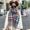 Colored Mohair Plaid Scarf Women's Warm Shawl Soft Waxy Versatile Student Retro Scarf Warm