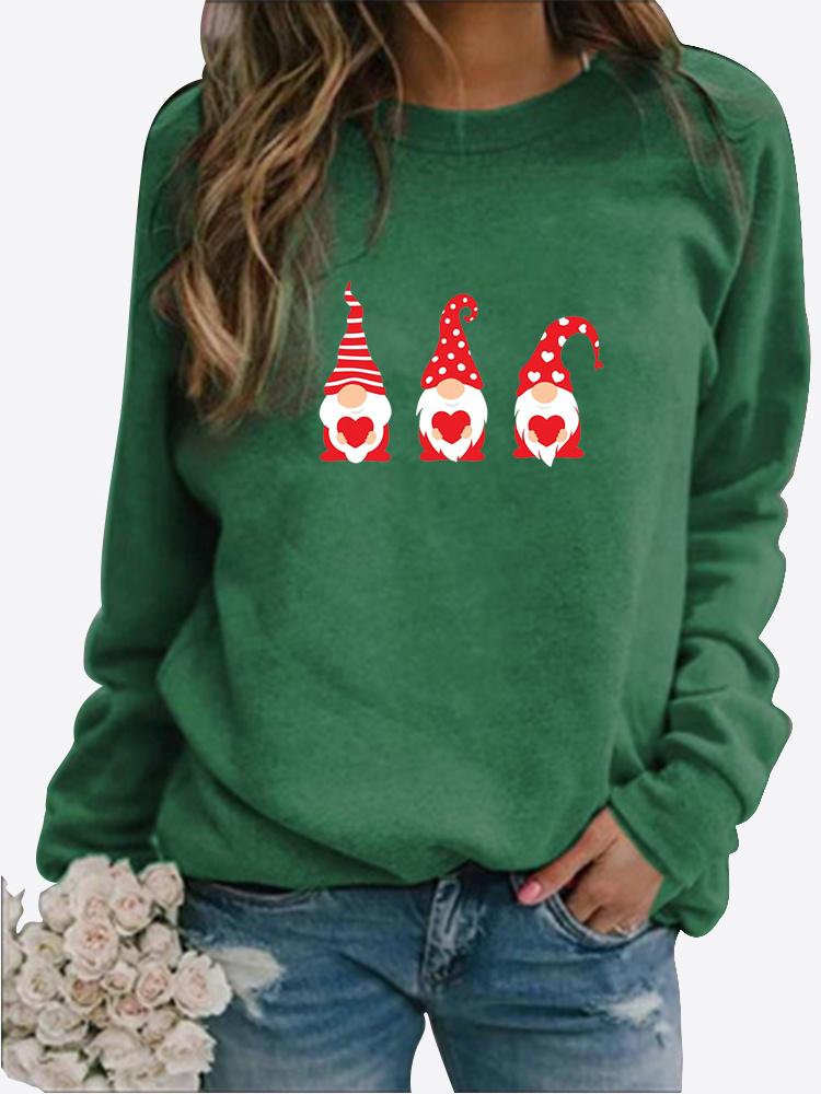 Winter Damen LOVE bedruckte Tops T-Shirt Damen Rundhals Langarm Casual Sweatshirt Plus Size Bluse Plüschpullover