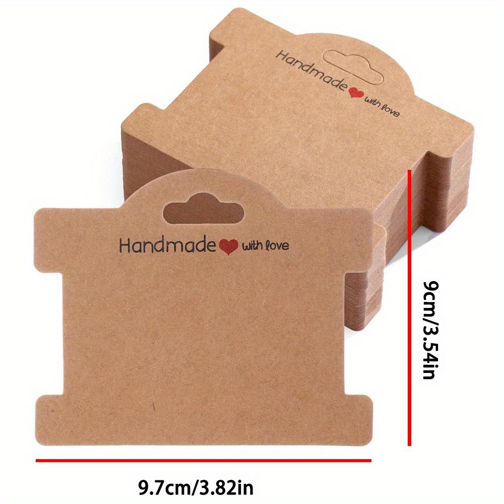 100 Stück Schmuck-Präsentationskarten, Braune Kraftpapier-Präsentationskarten, 3,5x3,8 Zoll Mehrzweck-Schmuck-Präsentationskarten für Haargummis, Halsketten