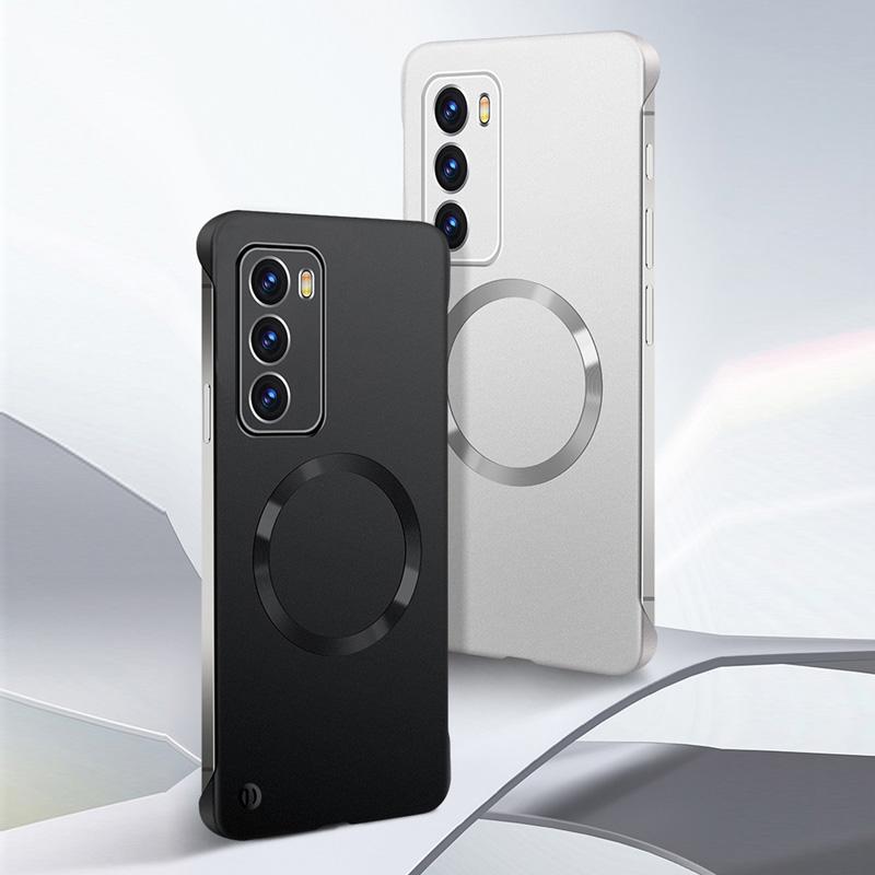 Custodia Magnetica Opaca Senza Bordo per Telefono Per Oppo Find X7 Ultra Per Magsafe Magsafing Cover Per OPPO Reno 12 Pro Protezione Rigida PC Cover Posteriore