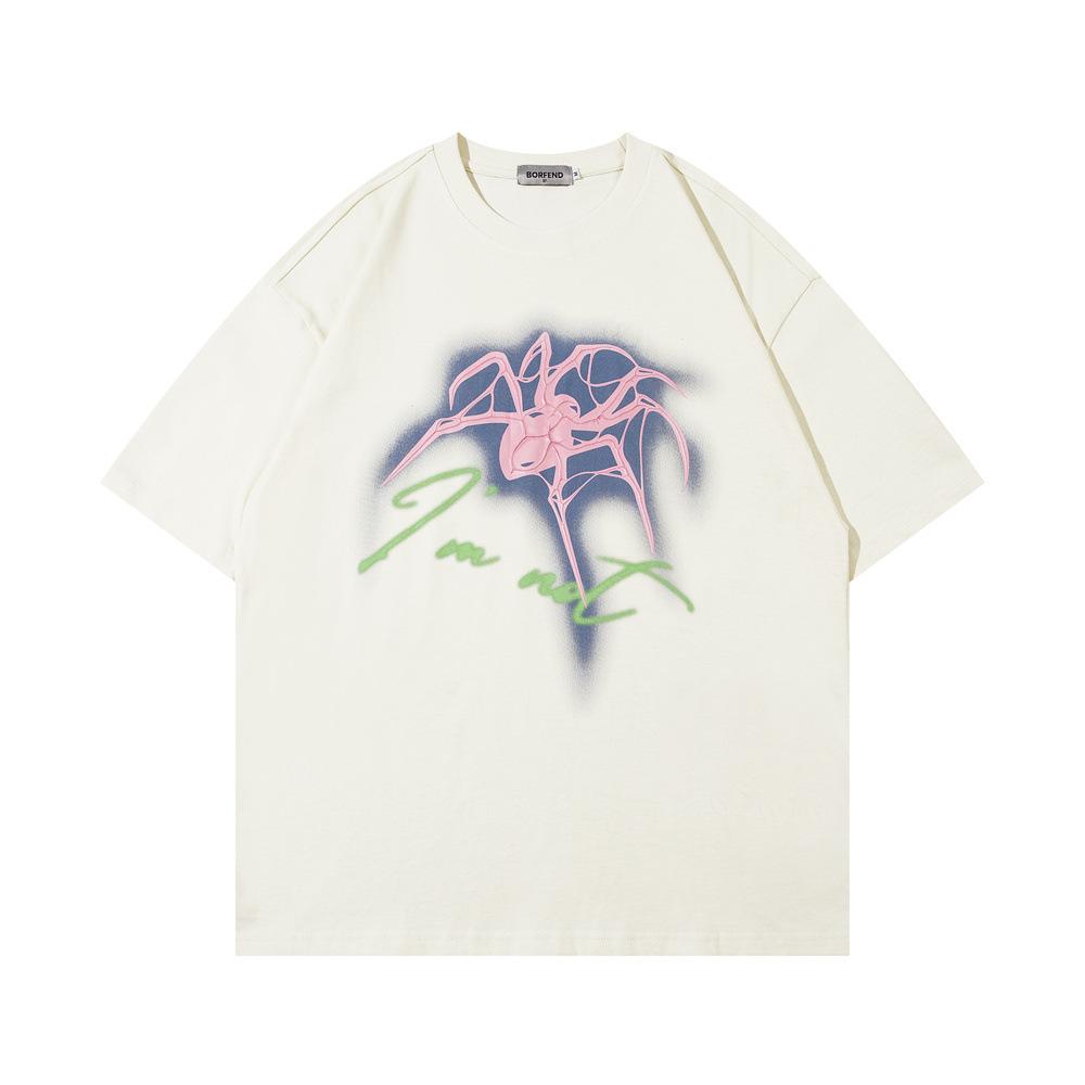 

Футболка с короткими рукавами и принтом Spider Paddle для мужчин и женщин. Летний нишевый дизайн, модная брендовая футболка из чистого хлопка с половиной рукавов. XXL