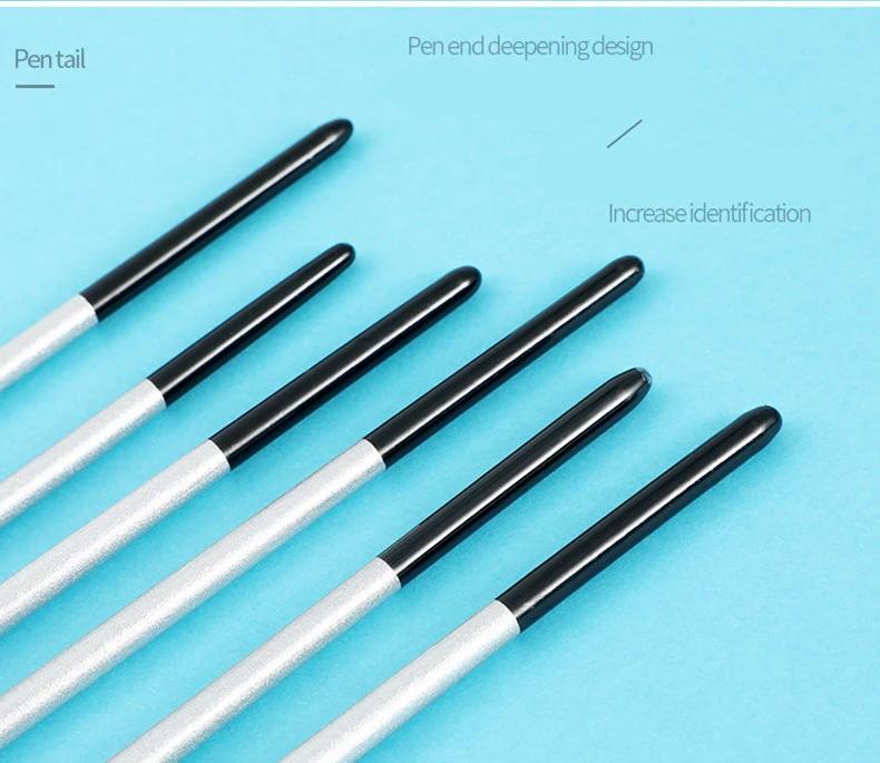 JOWOART 6pcs/set Miniature Hook Line Watercolor Gouache Two-color Nylon Hair Oil Paint Brush Acrylic Pen Silver Long Rod Art Supplies