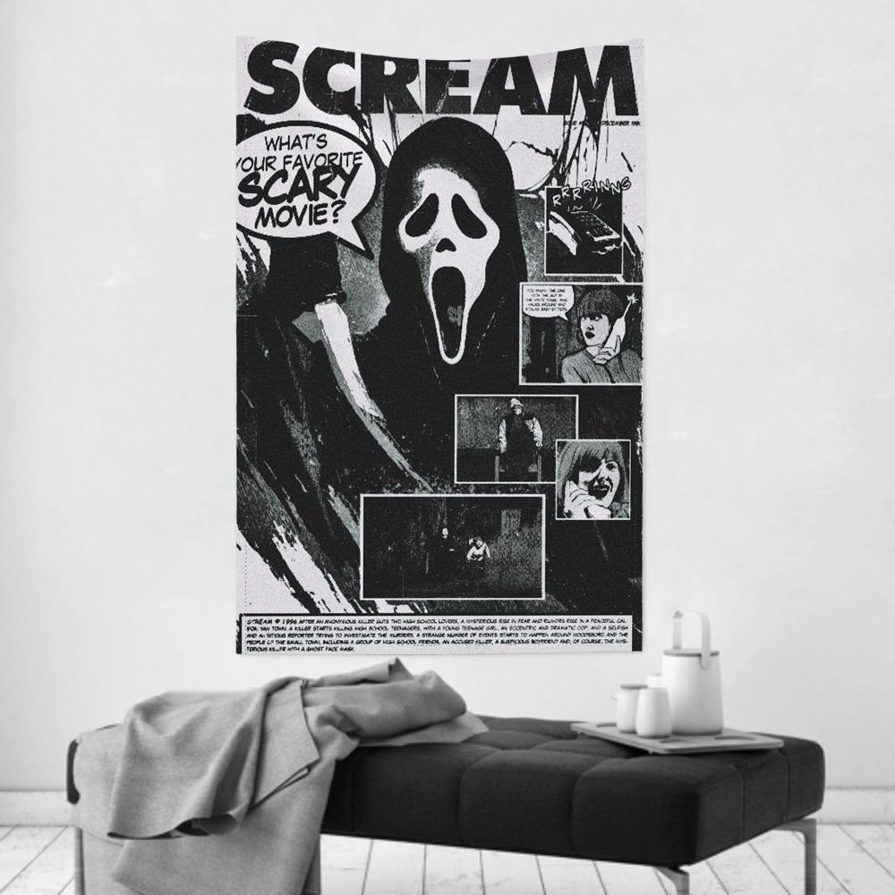 

American Thriller Suspense Movie SScream Tapestry Room Decor Wall Cloth Party Hanging Background Room Decor Baby Room 74x94cm(29x37in)