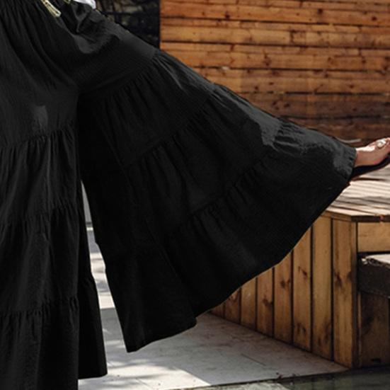 Pantalones lavables Falda elegante Cintura elástica Pantalones de pierna ancha agradables para la piel Falda en capas para mujer