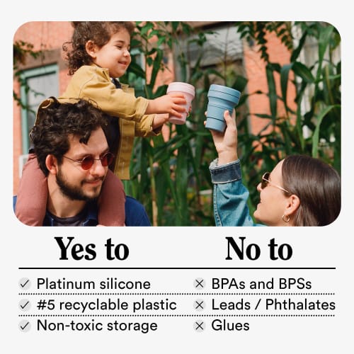 STOJO Collapsible Travel Cup - Reusable Portable Pocket-Sized Silicone Bottle for Hot & Cold Drinks - Perfect for Camping - Microwave & Dishwasher Saf