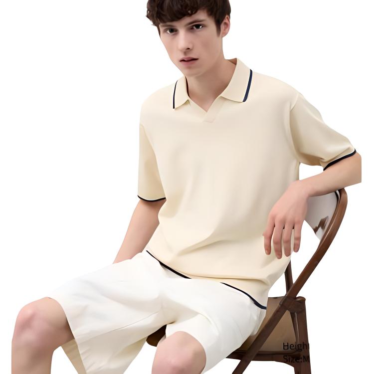 UNIQLO JW Anderson Collaboration Color Block Polo Shirt Men tops Beige 464858-30