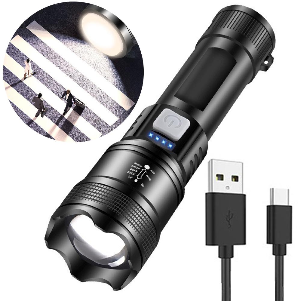 XHP50 High Power Flashlight Power Display Powerful LED Flashlight 1200mAh Powerful Zoom Lamp Mobile Power Bank for Power Outages