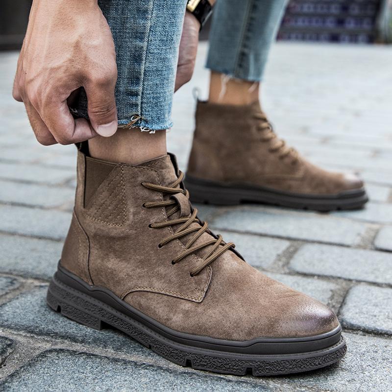 Fashion Men Chelsea Boots Classic Suede Leather Business Ankle Boots Autumn Winiter New Italian Designer Casual Shoes Men Botas