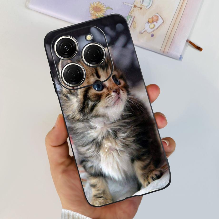 For Tecno Spark 20 Pro Case Liquid Silione Soft TPU Matte Cover Phone Mask On Spark20 20Pro 4G Luxury Pattern Cat Flower Cartoon