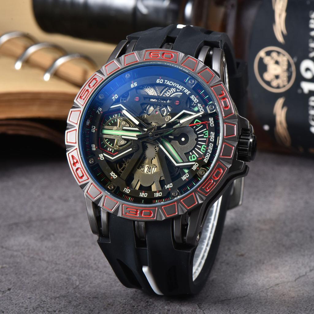 2025 New Business Leisure Large Dial Six-Pin Multifunctional Quartz Watch Personalized Men's Watch Engraved Pattern Watch