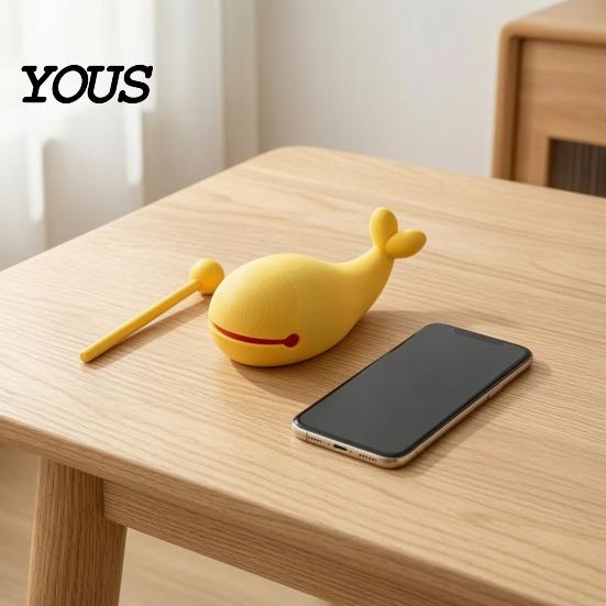 Novelty Plastic Gift for Friends 3D Printed Whale Wooden Fish Percussion Instrument with Mallet, Stress Relief Creative Sensory Fidget Toy Toy,