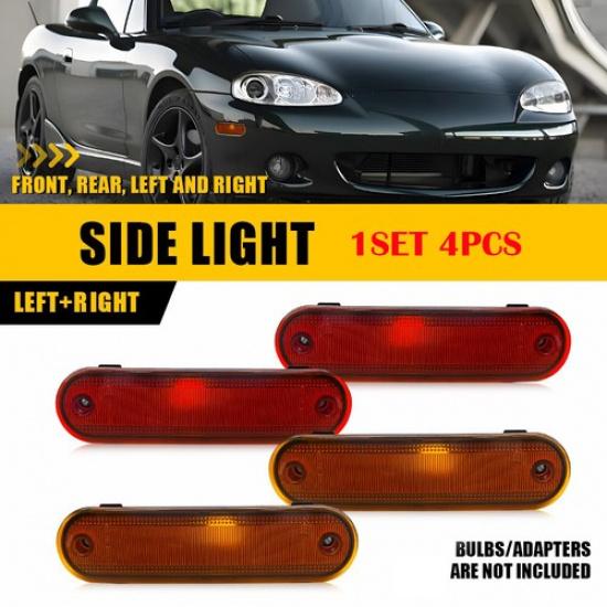 2-8PC For 90-05 Mazda Miata MX-5 Amber Red Front Rear Side Marker Light Housings