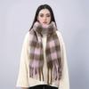Winter Warm Women Cashmere Scarf Plaid Striped Print Neckerchief Pashmina Thicken Lady Casual Tassel Shawls And Wraps 200*40Cm