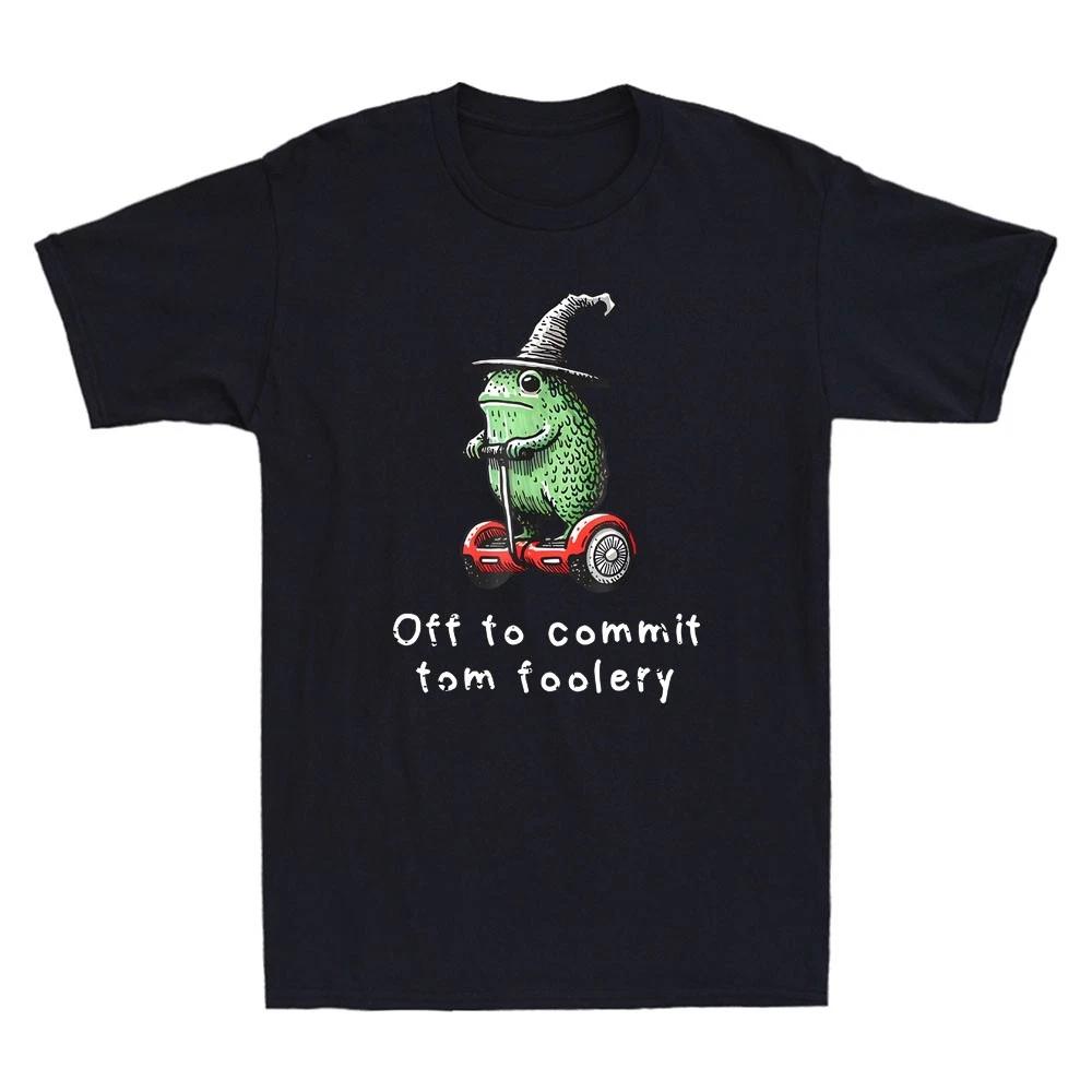 Whimsical Frog Wizard Off to Commit Tom Foolery Frog Meme Vintage Men s T-Shirt XS