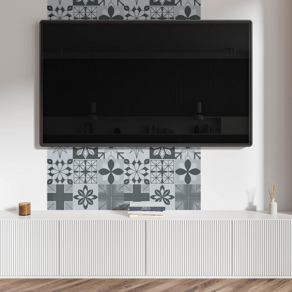 Naklejany Panel Pcv Z Motywem Idealny Do Przedpokoju 100X50 Cm Geometryczne Wzory W Mozaice