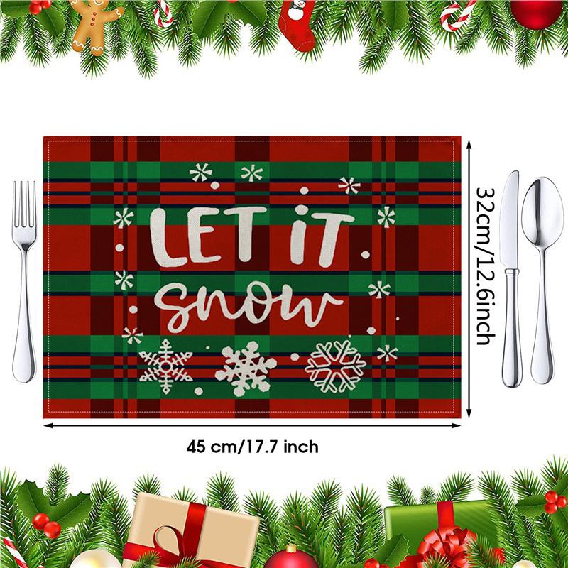 Christmas Cotton Linen Placemats - Heat Insulation Mats for Dining Table