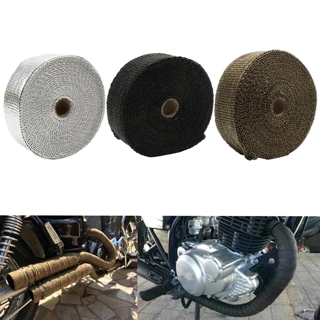 2"x16ft Black Fiberglass Exhaust Heat Wrap Roll for Motorcycle Heat Shield Tape Heat Insulation Roll Tape