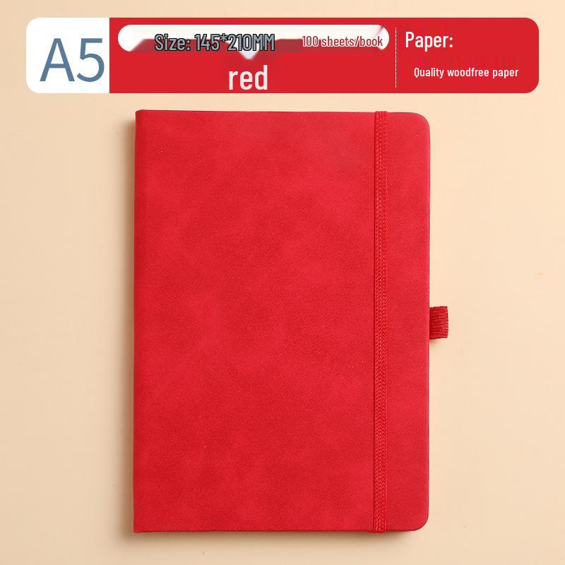 A5 Leather Notebook with Strap, Thickened Diary, Business Office Meeting Journal, Custom Logo