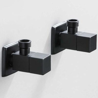 Vanne d'angle Tuqiu Vanne de contrôle d'eau Brus Or Vanne d'angle Salle de bain Robinet d'eau 1/2*1/2 Acier inoxydable Noir Vannes d'angle