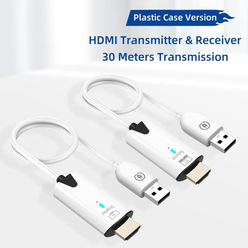 30m Wireless Transmission Video Transmitter Receiver HDMI-Compatible Extender Adapter Cable Screen Mirror for Camera PC To TV