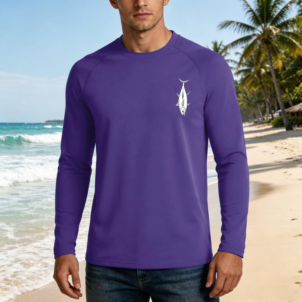 Men's Long Sleeve UPF 50 Plus Sun Protection Shirt Basic Breathable Loose Fit Outdoor Casual T-Shirt with Quick Dry Cooling Fabric