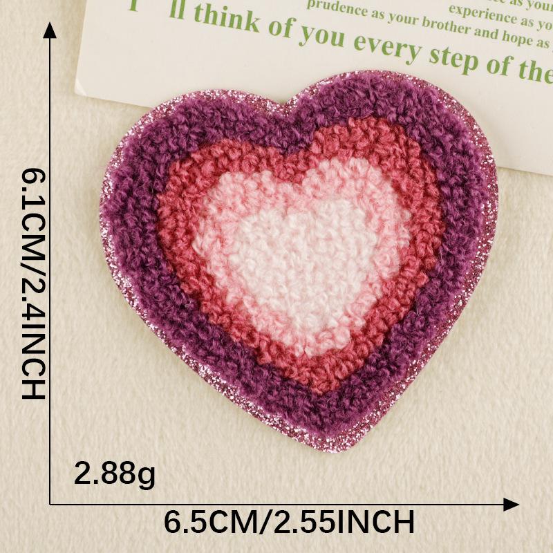 Chenille Heart & Flower Embroidery Patch with Adhesive Backing