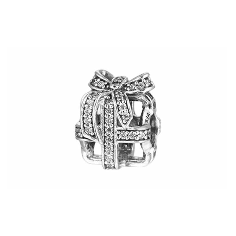 Pandora Bow hollow design 925 silver jewelry accessories women s silver 791766CZ- серебряный