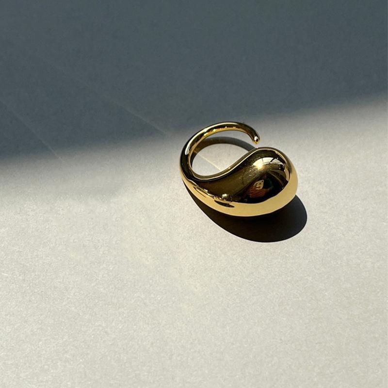 New Fashion Designer Gold copper Colour Water Drop Ring Woman Europe America Luxury Jewelry Trendy