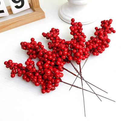 Weihnachtsrote Früchte Simulation Rote Beeren Simulierte Stechpalmenbeeren Kette Dekoration Zuhause Weihnachts-DIY-Dekor Geschenkbox-Dekor Beeren