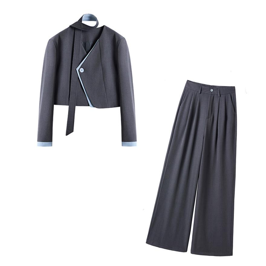 Spring wear a complete set of women's clothing, professional temperament and thin wide-leg pants two-piece set