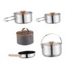 6 Pieces Camp Cookware Camping Mess Kit Portable Cooking Pot Pan Stainless Steel Frying