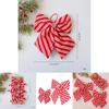 Red And White Diagonal Stripe Bow Pendant For Holiday Scene Decor