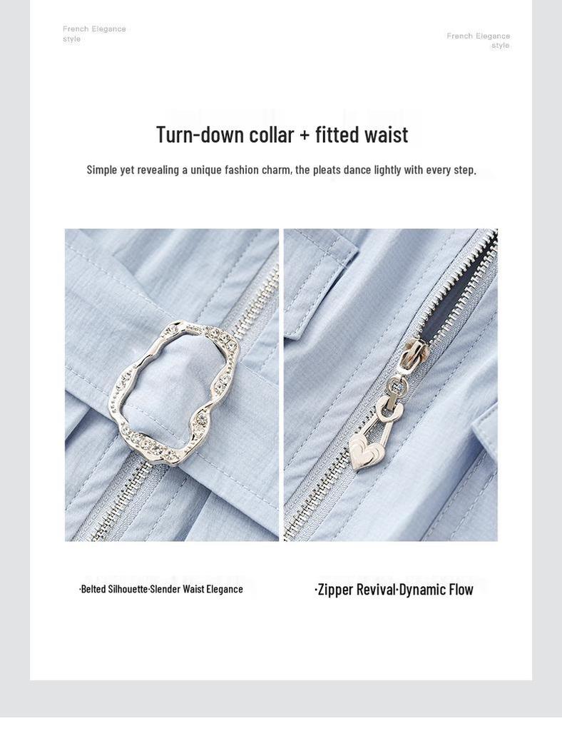 High-Waist Half Zip Casual Summer Shirt Dress