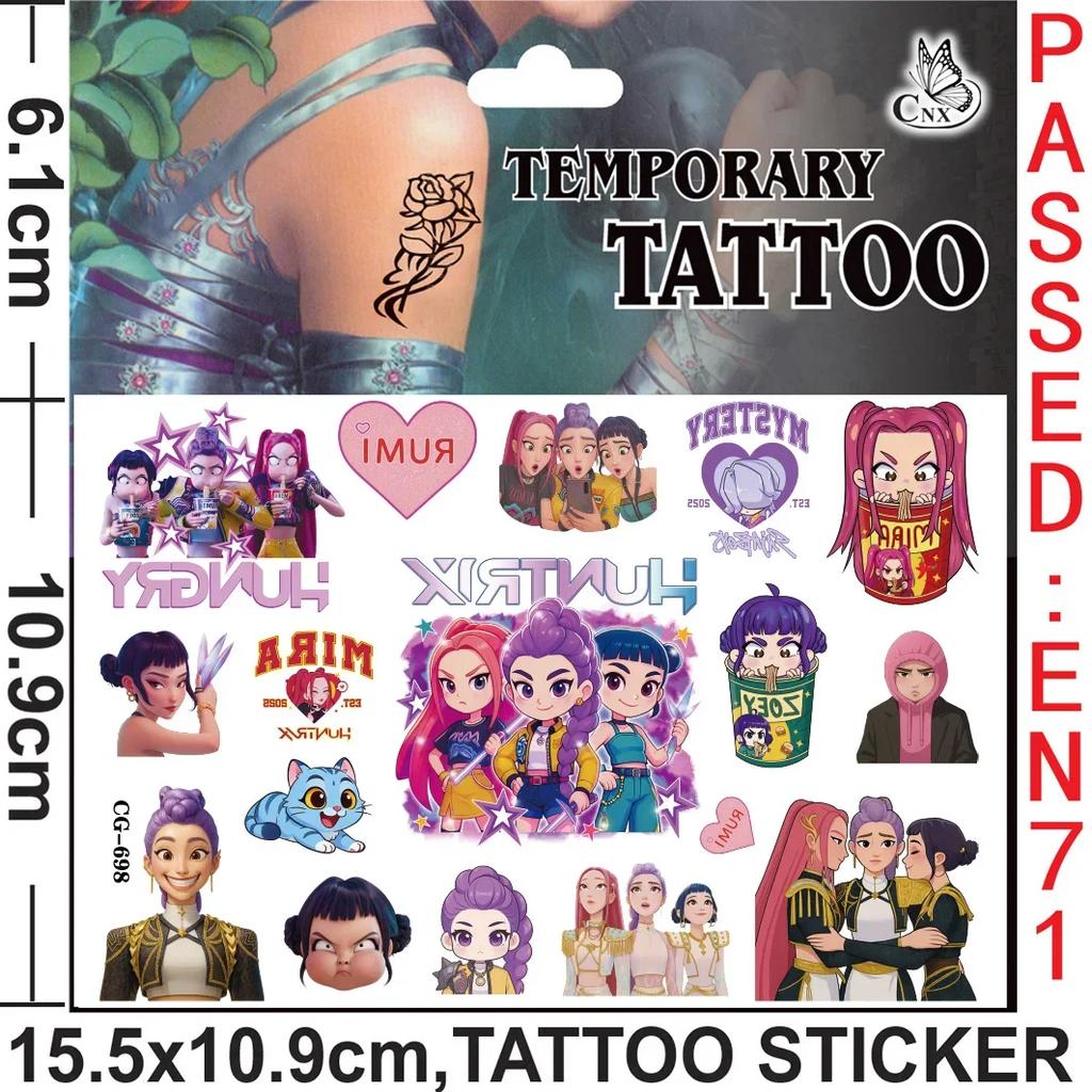 Dämonenjäger Thema Tattoo Aufkleber Geburtstagsdekoration KPOP Anime Party Aufkleber Geschenkfüller Kinder Babyparty Partyzubehör