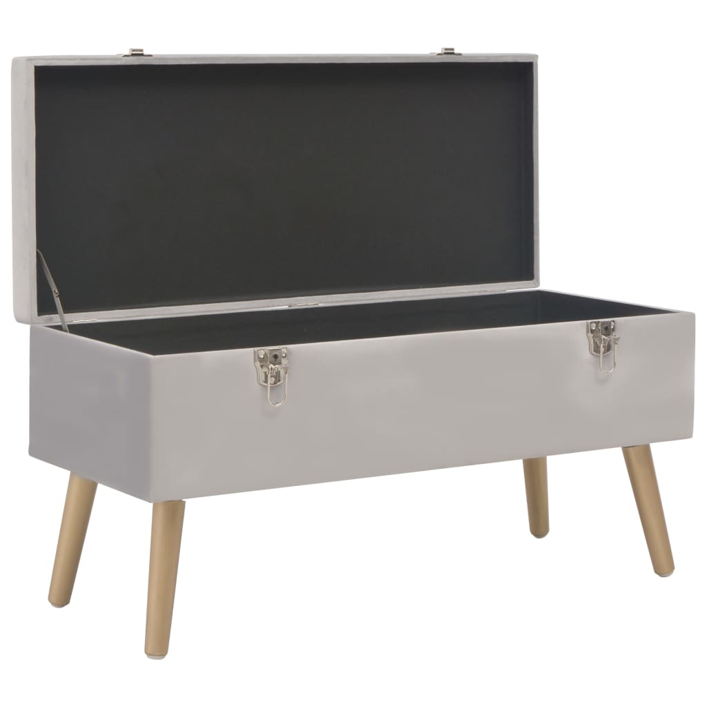 80 cm Gray Velvet Storage Bench