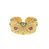 Hollow Window Grilles, Lace, Colored Treasure, Red Zir*****Pening Ring, Light Luxury And High-End Full Diamond Rhombus Fringed Ring, Female.