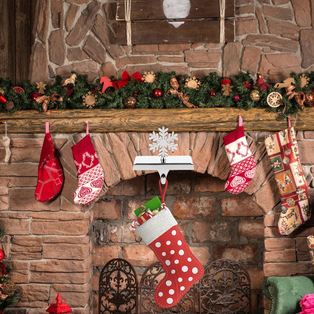 Snowman Christmas Stockings Holder Hook Mantel Stocking Hanger Xmas Fireplace Holder Holiday Decor Stocking Hanging Hook