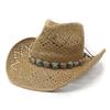 Vintage Folk Straw Hat With Ruffled Edge For Outdoor Sunshade And Casual Wear