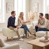 Storage Bench 73 L, Padded Corduroy Storage Chest with Armrests and Rubberwood Legs, Beige