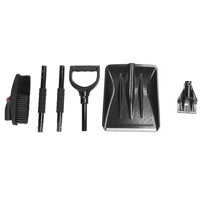3 In 1 Snow Shovel Set Portable Collapsible Snow Shovel with Ice Scraper Brush for Garden Camping Car Black