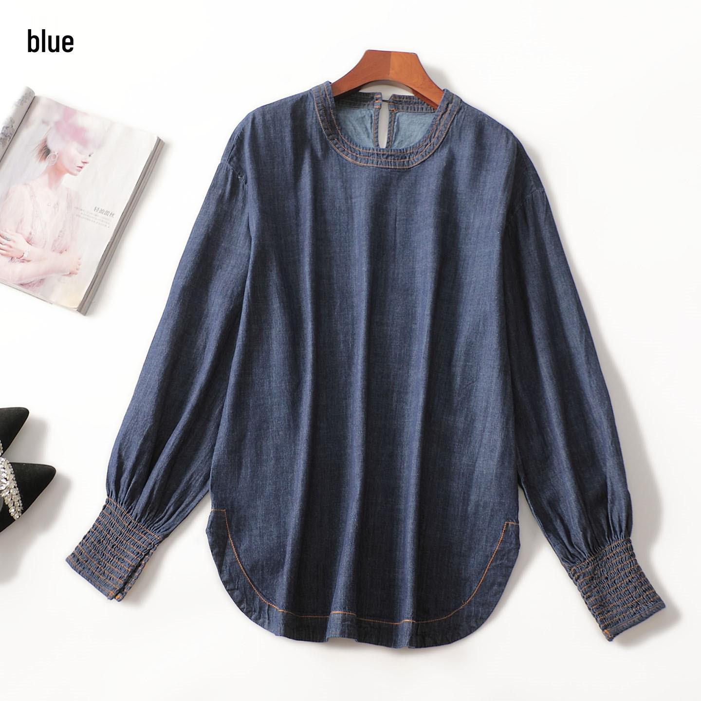 

Autumn Long Sleeve Mid-Length Women s Shirt L синій