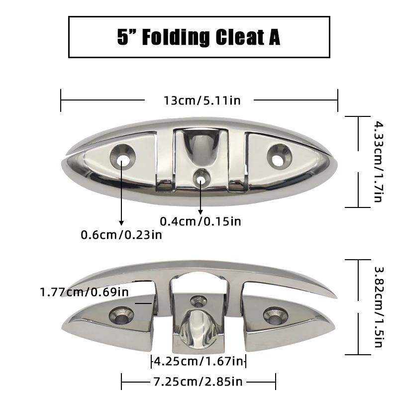 

5/6/8 316 Stainless Steel Folding Flip-Up Cleat – Durable Dock/Deck Mooring for Boats & Motorboats (Corrosion-Resistant)