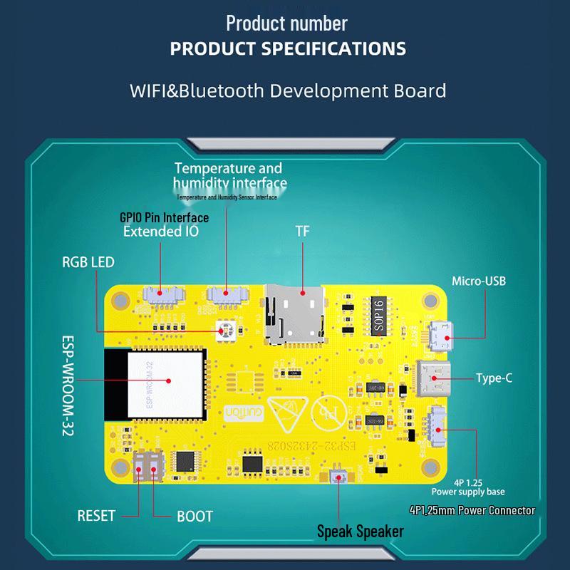 ESP32 Dev Board with 2.8-inch 240x320 TFT LCD Touchscreen and WiFi/Bluetooth Connectivity