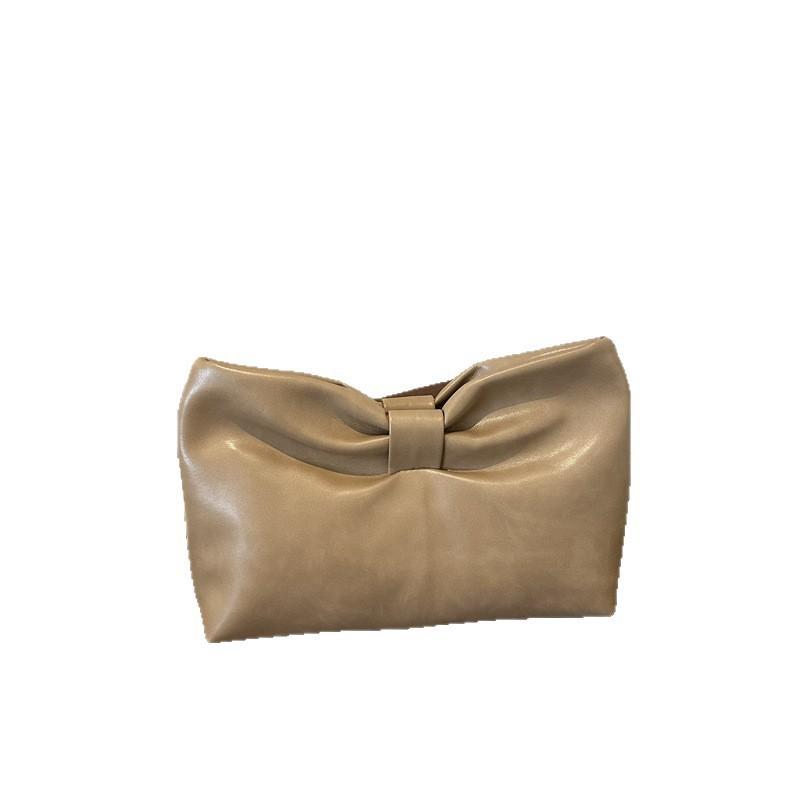 Large-capacity Fashionable-style Bow-shaped Textured Pleated Cloud-shaped Hand-held Envelope Shoulder Bag