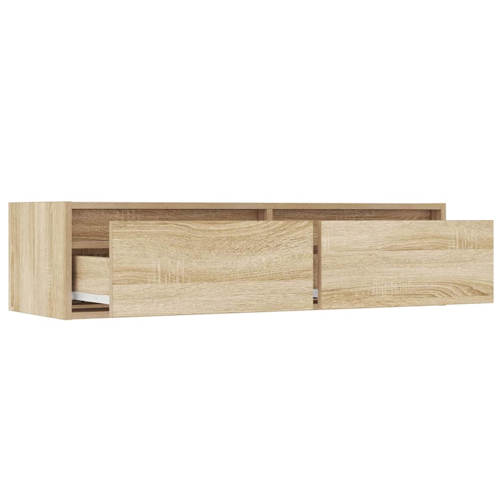 TV Cabinet with LED Lights Sonoma Oak Finish 100 x 35.5 x 25 cm