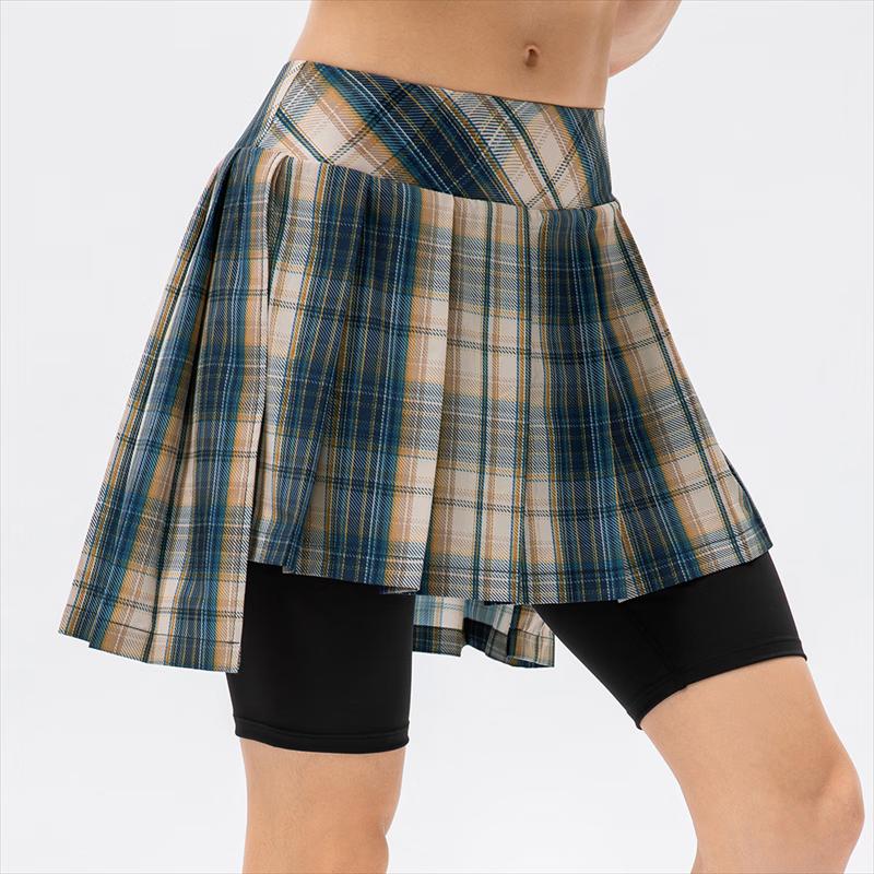 Yudong Women s Plaid Faux Two-Piece Tennis Skort XXL