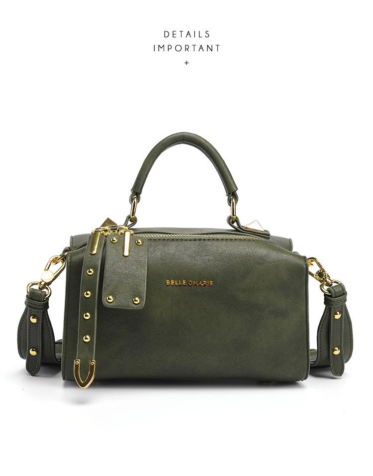 Olive Green Retro Women's Handbag with Cute Pendant - Versatile Commuter Tote