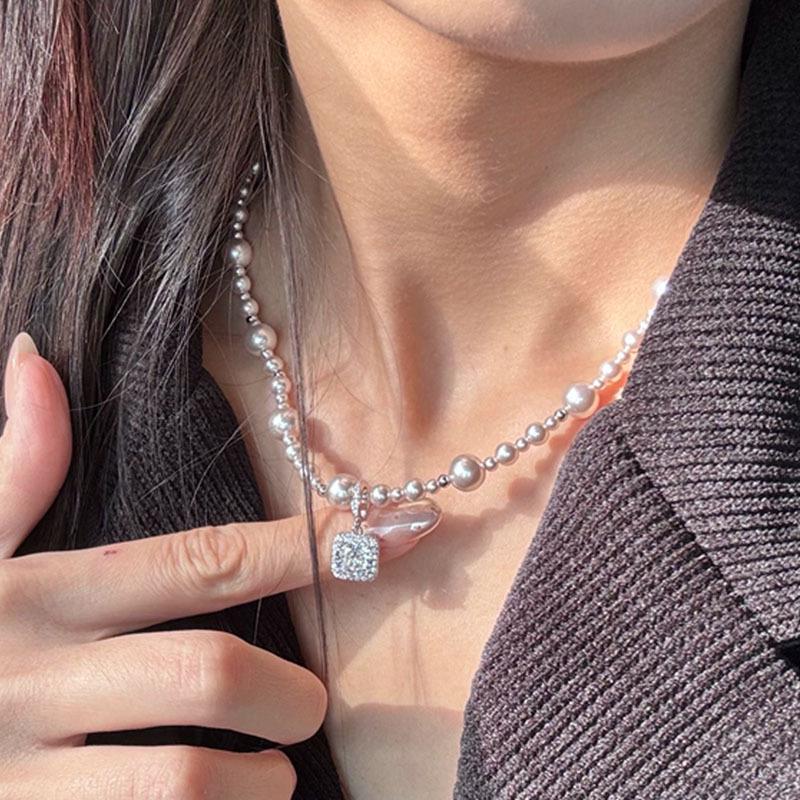 Manta Rose Pearl & Diamond Clavicle Necklace - Light Luxury High-End Women s Choker/Chain