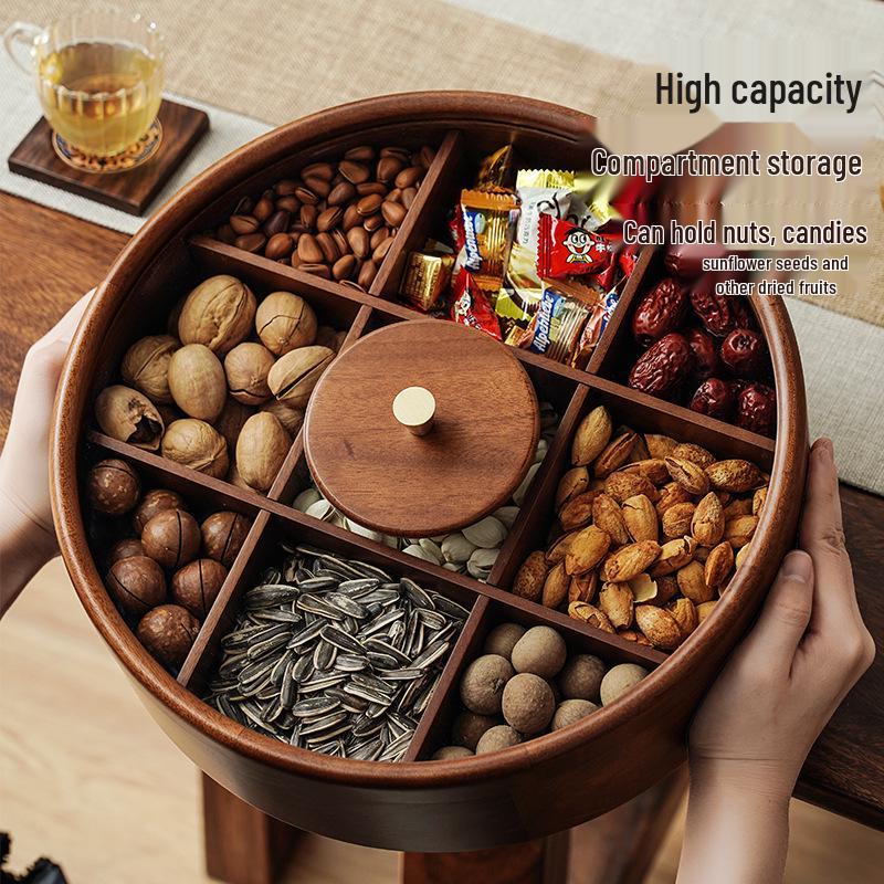 Wedding Dried Fruit Plate - Elegant Nine-Grid Glass Snack Box for Living Room